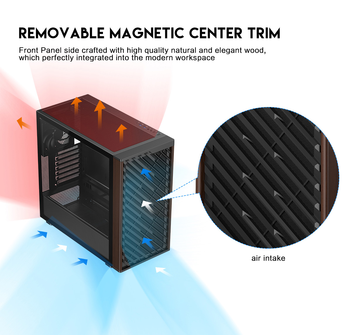 DIYPC DIY-ATX28-Wood Black Mid Tower Gaming Computer Case