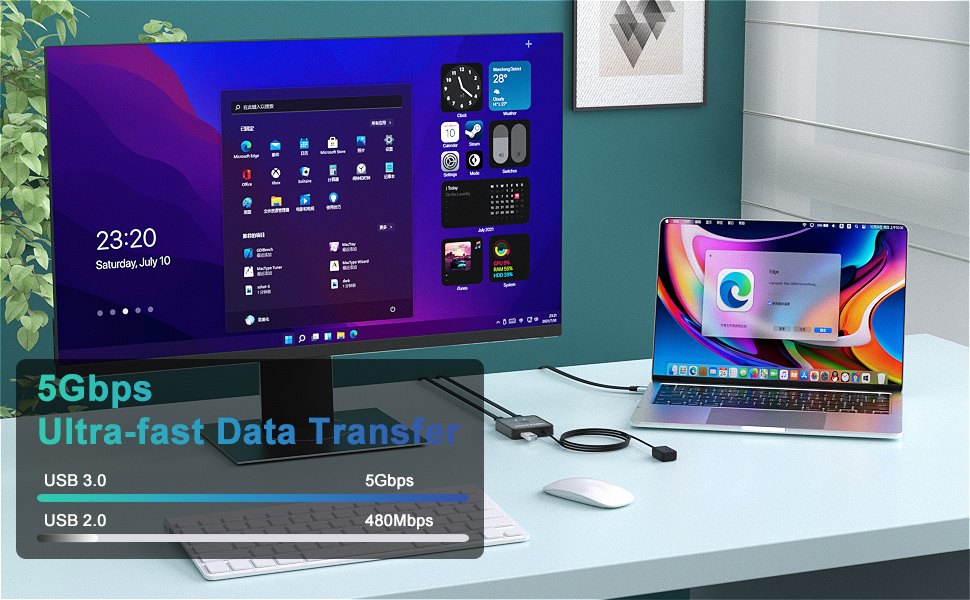 USB 3.0 Switch, USB Splitter, USB Switch Selector Bi-Directional 2 in 1 Out/1 in 2 Out