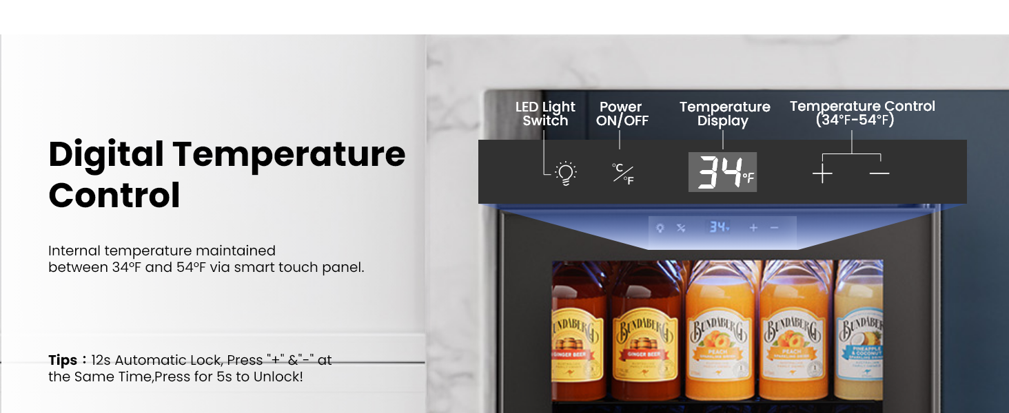 34-54°F digital temp control