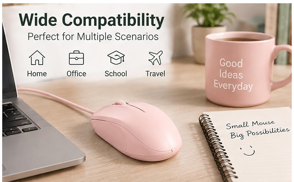 Silent Wired Mouse, 1200 DPI Ergonomic USB Computer Wired Mouse for Office & Home, Plug & Play, Wire