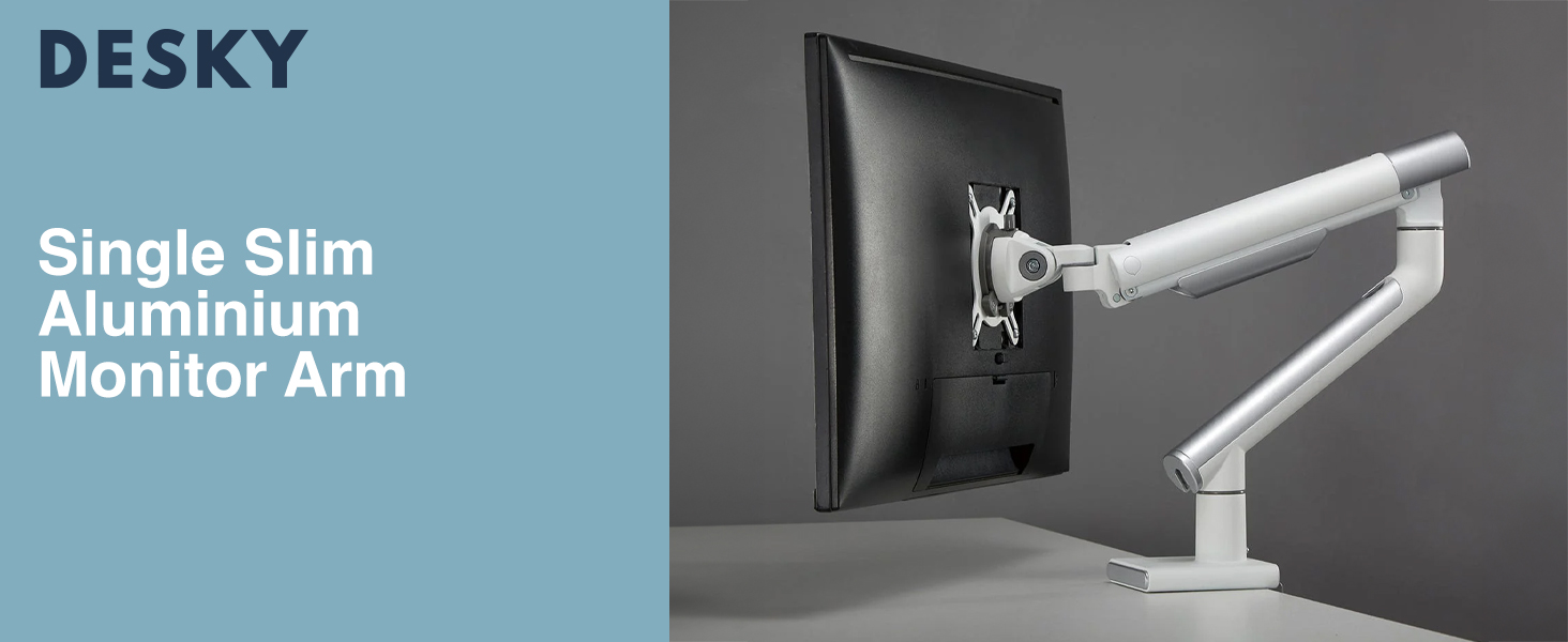 slim monitor arm, minimalist monitor mount, single monitor arm, low-profile, ergonomic, gas spring