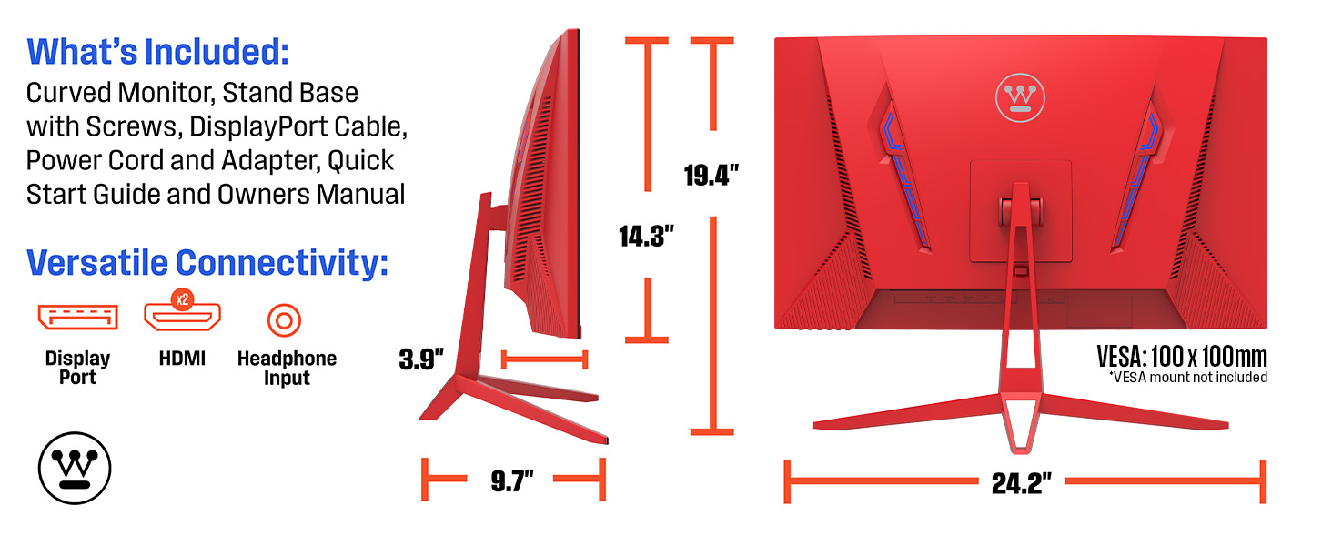 Westinghouse WC27RX6250R Red Full HD Curved Gaming Monitor