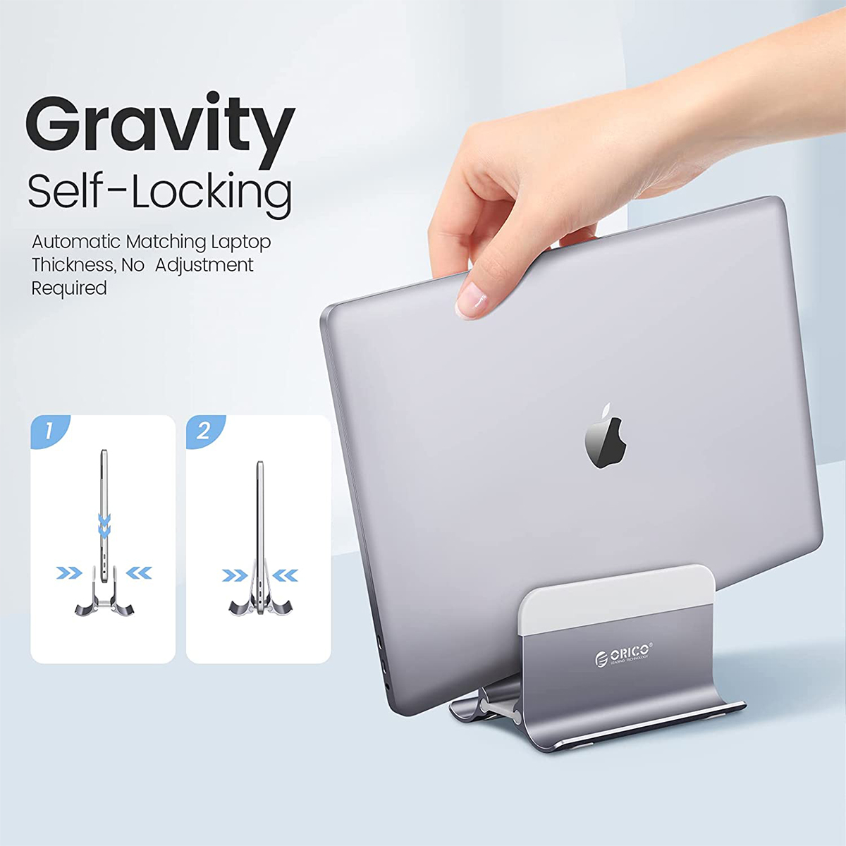 ORICO Aluminum Vertical Laptop Stand Gravity Locking Holder Desktop Notebook Stand Tablet Stand for