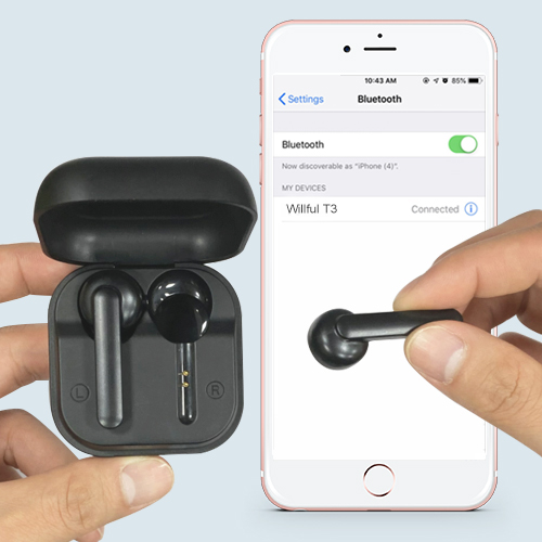 Wireless Earbuds, Willful T3 Bluetooth 5.0 in-Ear Hi-Fi Stereo Sweatproof Earphones Built-in Mic Tou