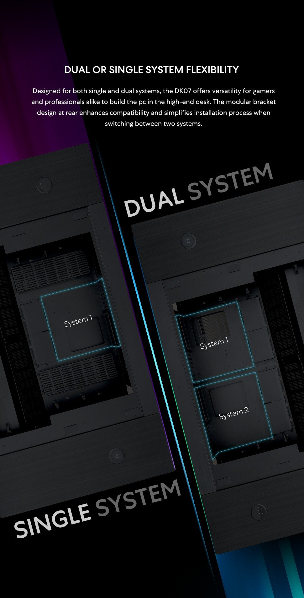 Lian Li, Standing Desk, DK-07X, Dual E-ATX, Wireless Charging, USB Ports