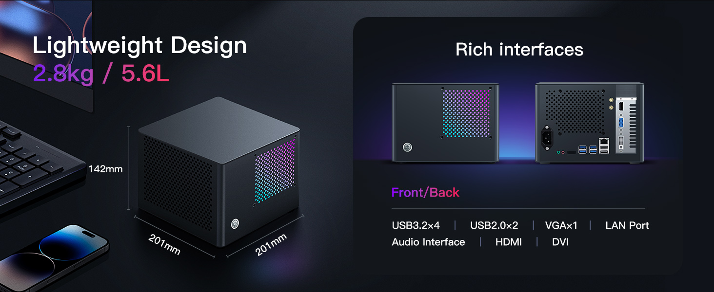 Cheap Mini Gaming PC ITX Tower Desktop Computers Windows 11 Prebuilt SSD NAS Computadora De Escritor