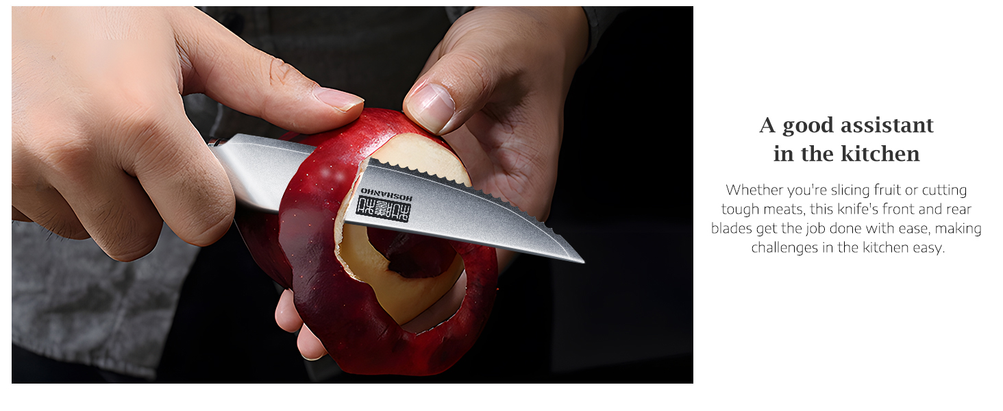 It is made of Japanese high carbon stainless steel, which combines hardness and rust resistance. Eac