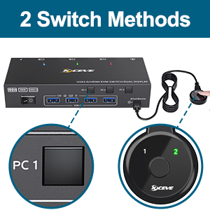 Support 2 switching ways Physical button control, fast and convenient switching way. Wired control,