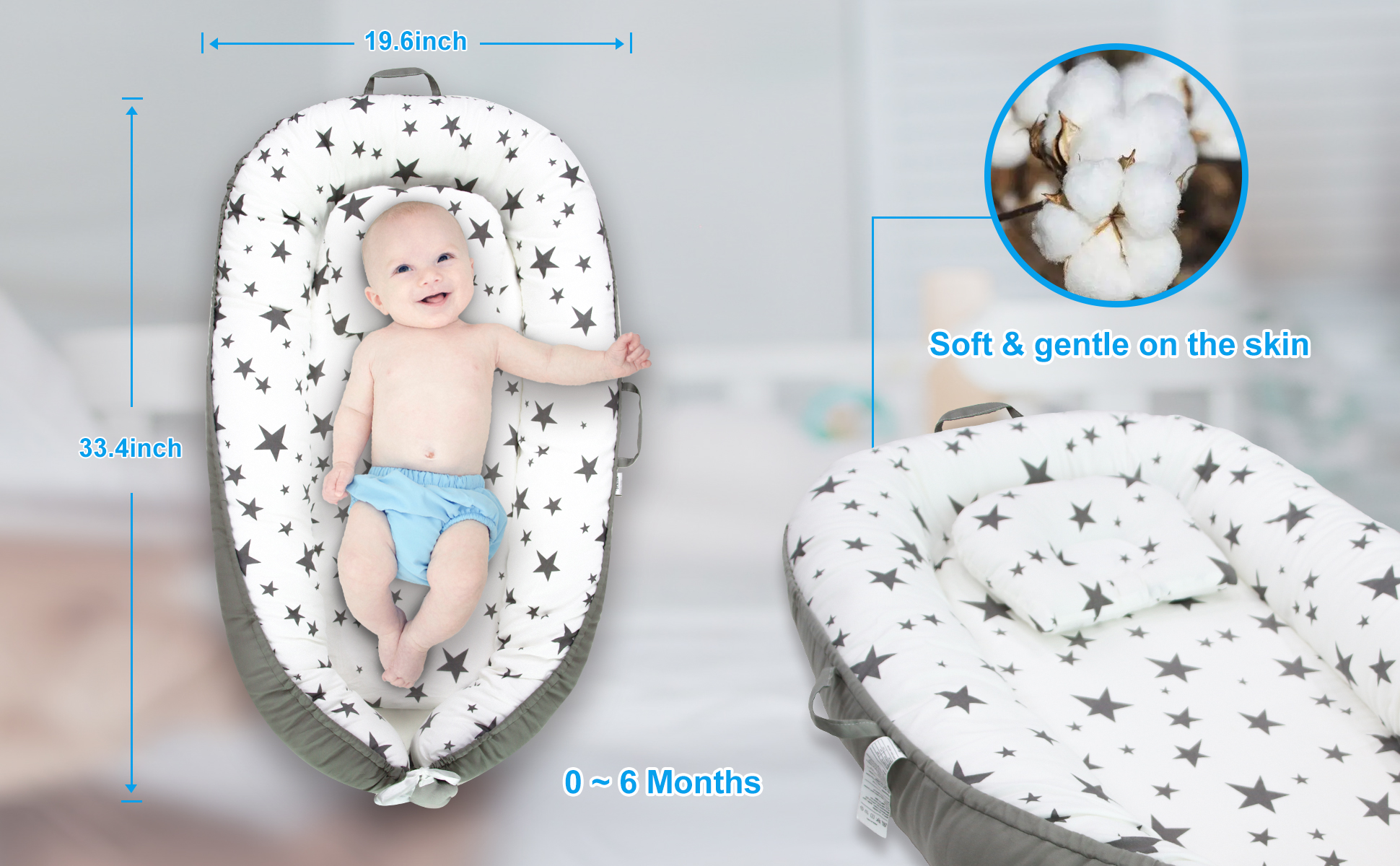 Calody Baby Lounger, Baby Lounger for Baby in Bed, Breathable Soft Cot –  Calody Home