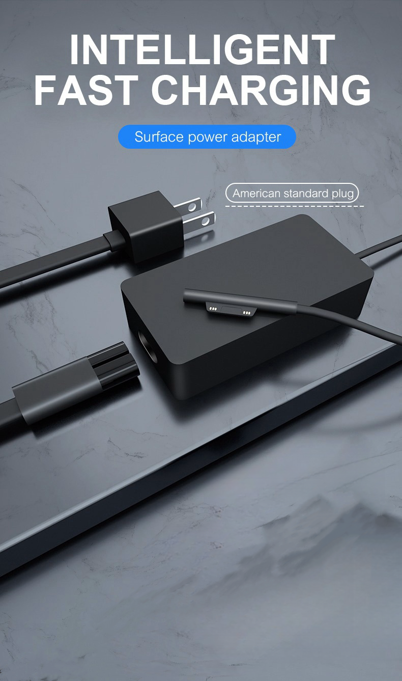 Suitable for Microsoft 65W Laptop Charger Adapter Parameter 15V4A/5V1ASurface Pro3 4 5 6 7 8 9 X