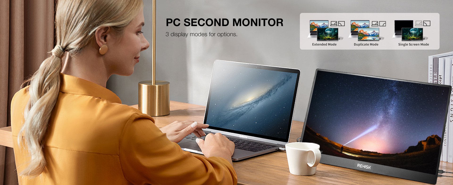 REHISK Monitor Portátil 15.6 Full HD - Pantalla para PC o consolas