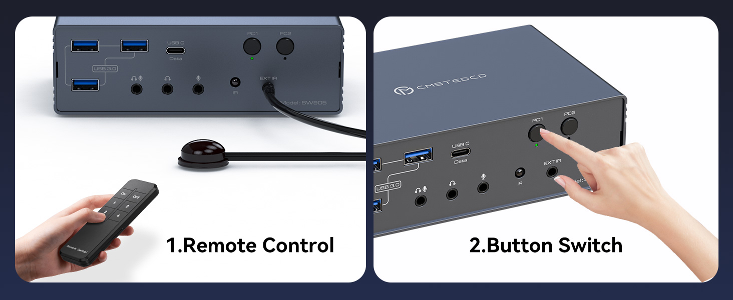 USB C KVM Switch 4 Monitors 2 Computers Docking Station 4K@60Hz for M1/M2/M3/M4 Thunderbolt KVM Swit