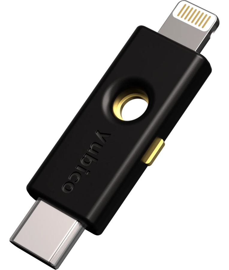 YubiKey 5Ci FIPS security key with dual USB-C and Lightning connectors