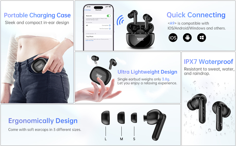 True Wireless Earbuds, Bluetooth 5.3 Headphones