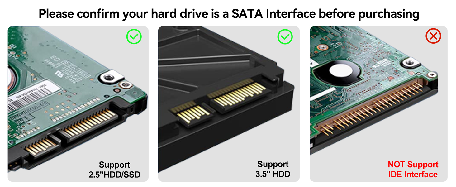 AUTYUE SATA to USB Adapter with Power Adapter, USB 3.0 to SATA III Converter with 12V 2A 24W Adapter