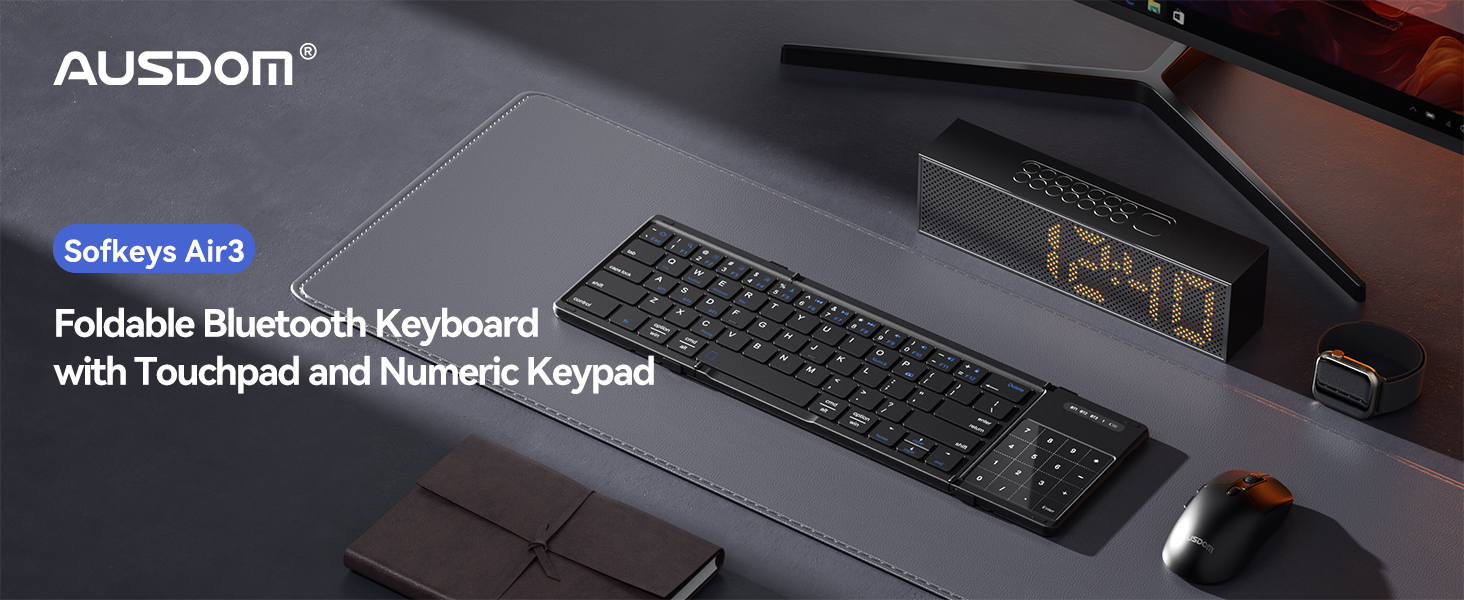 AUSDOM Sofkeys Air3 Foldable Bluetooth Keyboard