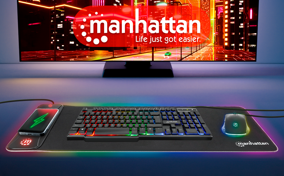 Extra-Large LED Gaming Mouse Pad with Wireless Charger