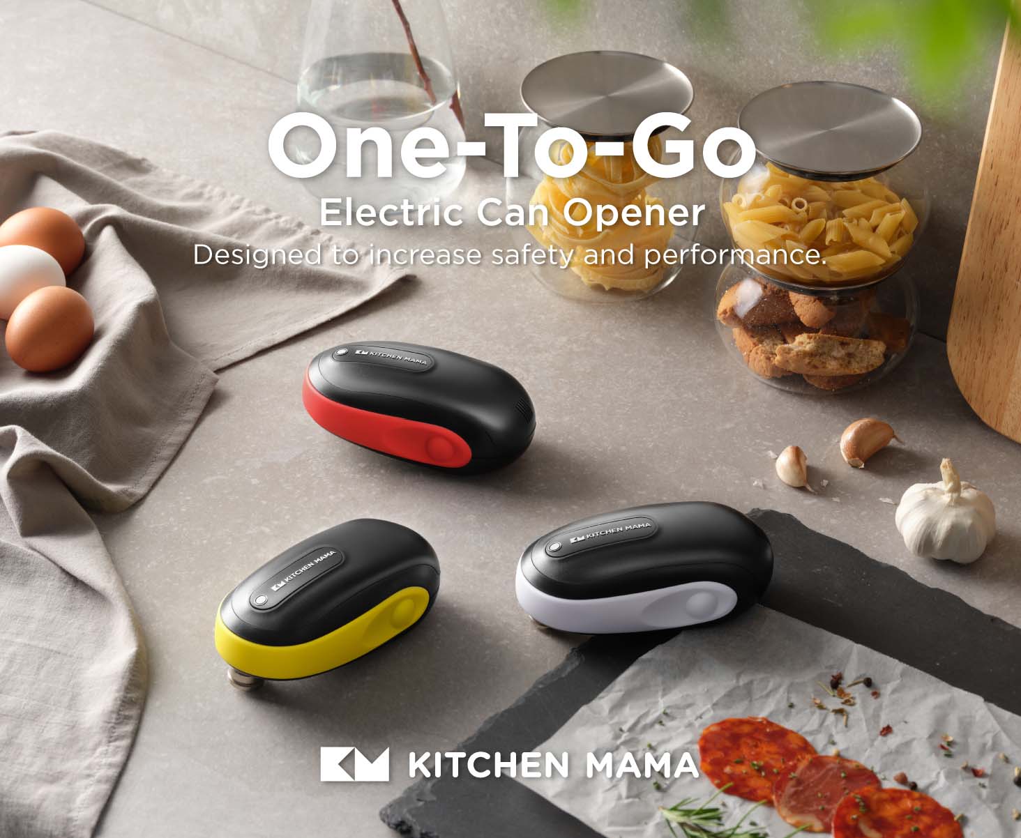 Kitchen Mama One-To-Go Electric Can Opener: Open Cans with One Press- Auto Detect Any Can Shapes