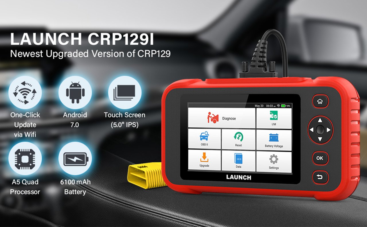 LAUNCH CRP129I-OBD2 Scanner ABS/SRS/Engine/Transmission Diagnoses with 15  Reset Throttle Matching/Oil/EPB/SAS/TPMS【Lifetime Free Update】Check Engine  Code Reader 