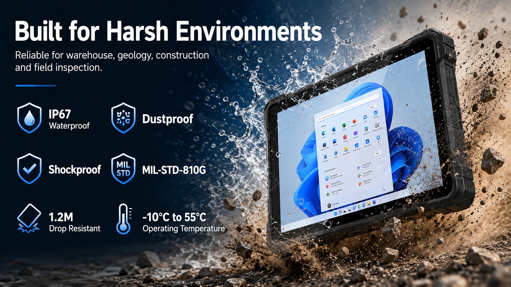 HIGOLEPC Rugged Tablet F7GA Size