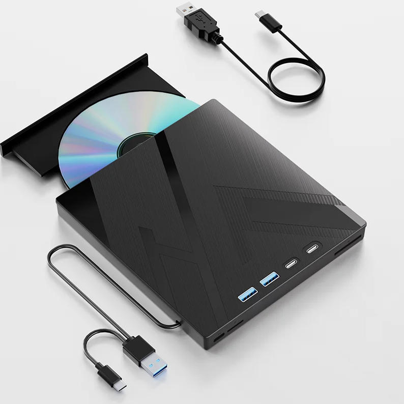 7-in-1 External CD/DVD Drive, USB 3.0 & Type-C External DVD Drive , Portable CD/DVD RW Player Burner