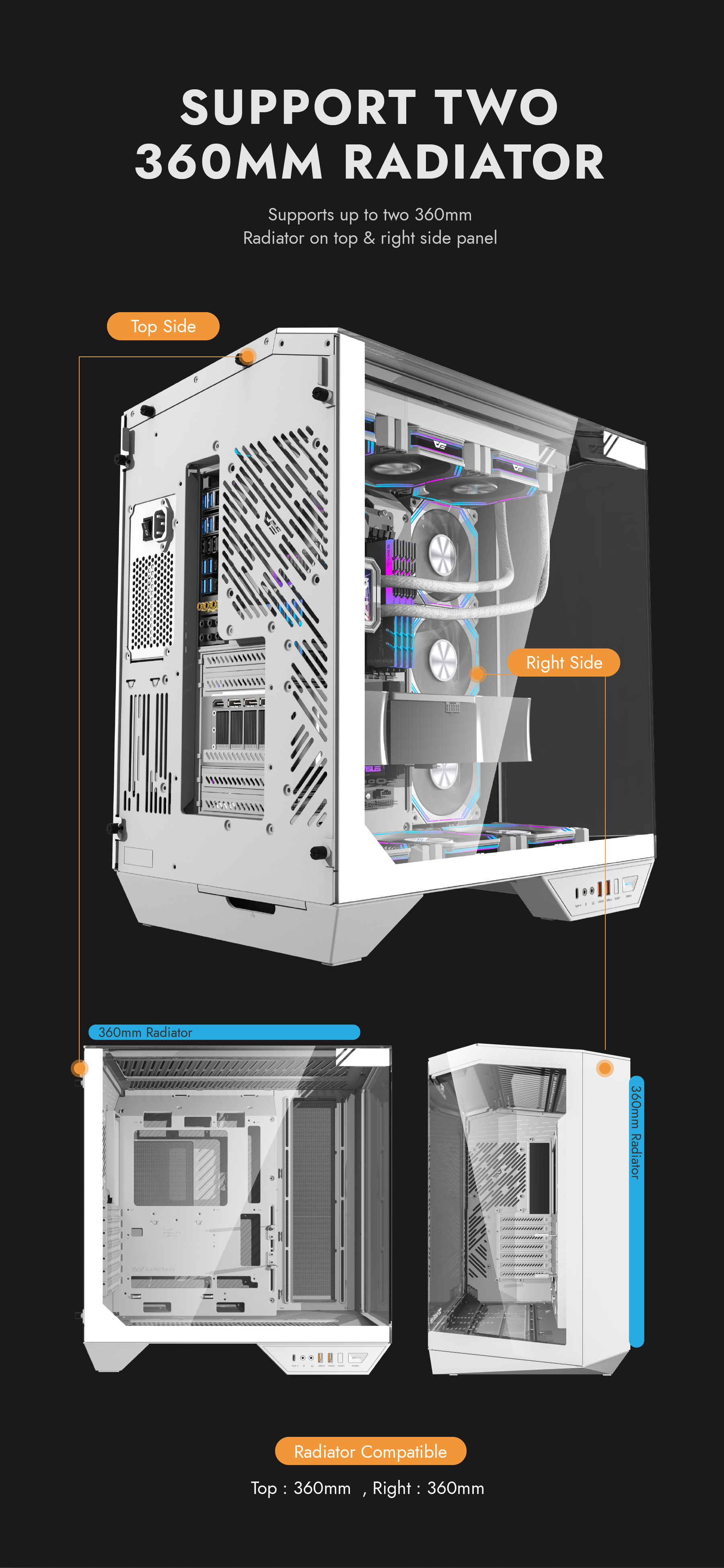 darkFlash DY470 PC Gaming Case White