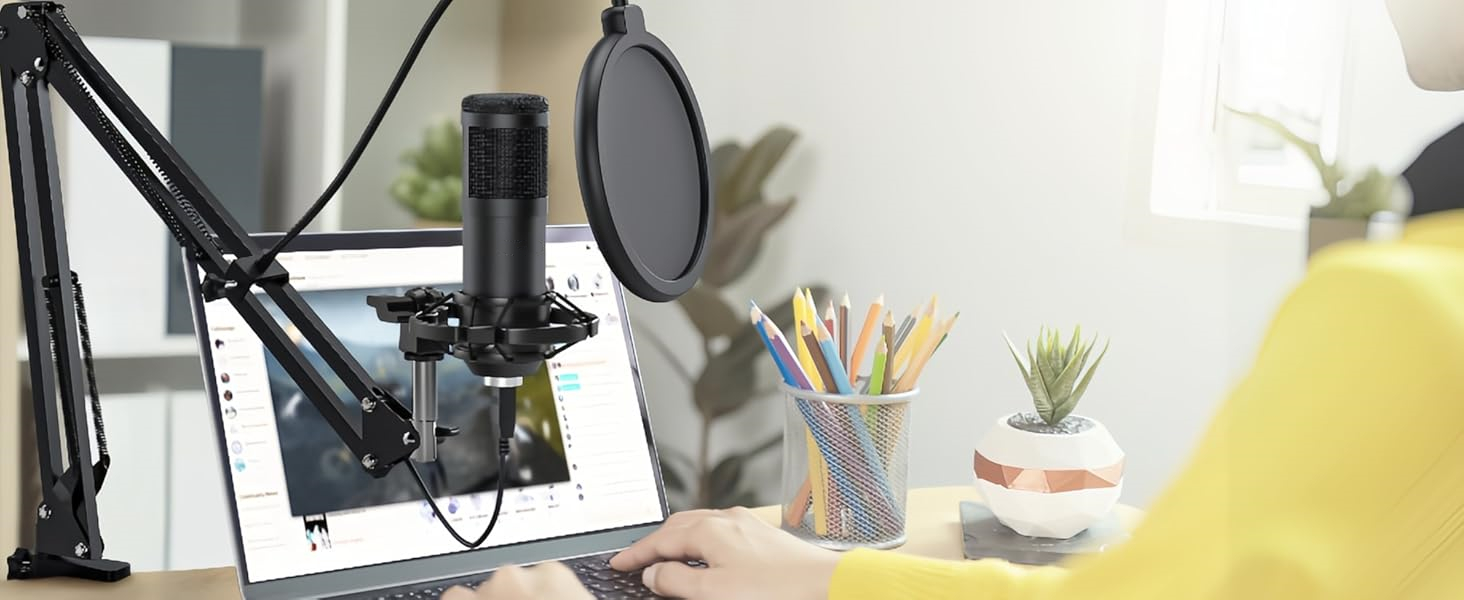 Equipped with Mic Boom Arm and Pop Filter