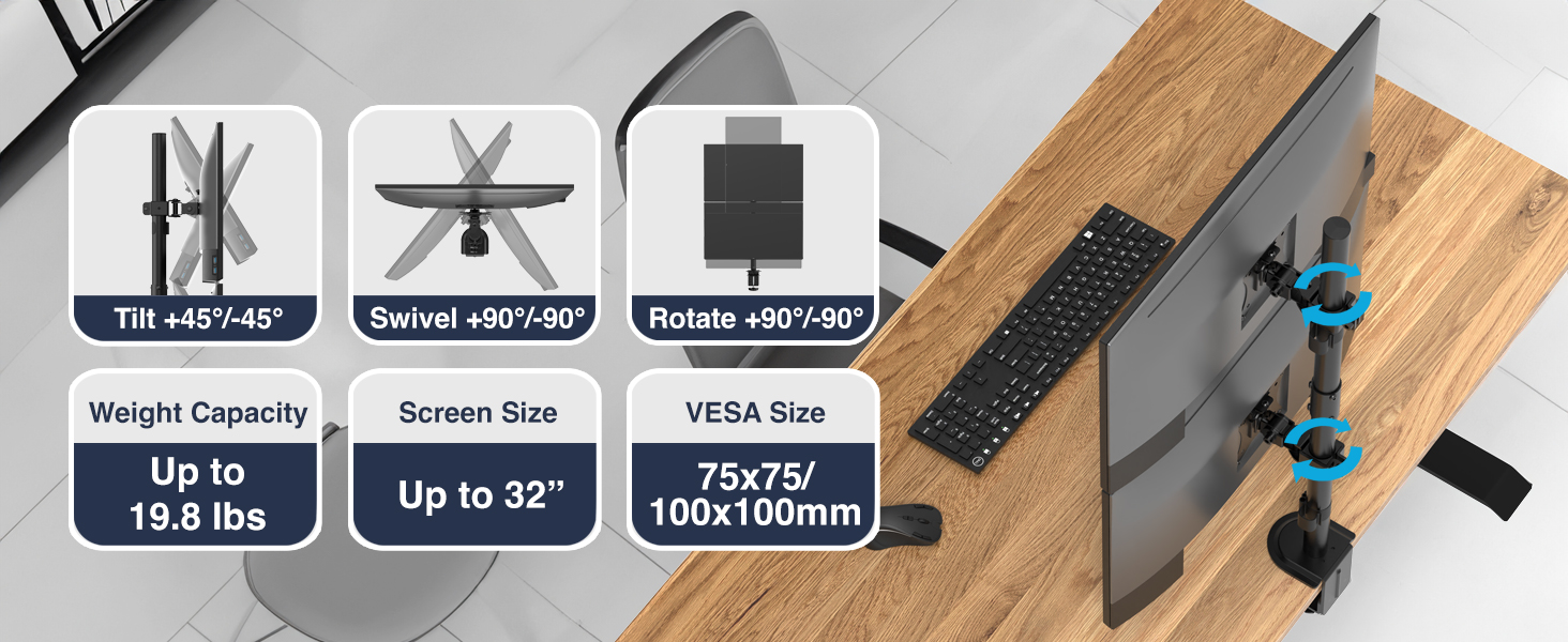 Desky Eco Vertical Monitor Mount