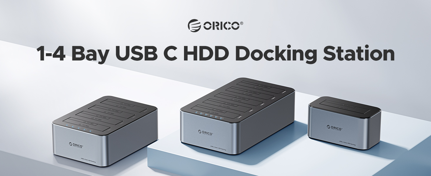 ORICO 80TB USB C to SATA I/II/III 4 Bay External Hard Drive Enclosure Docking Station for 2.5 or 3.5