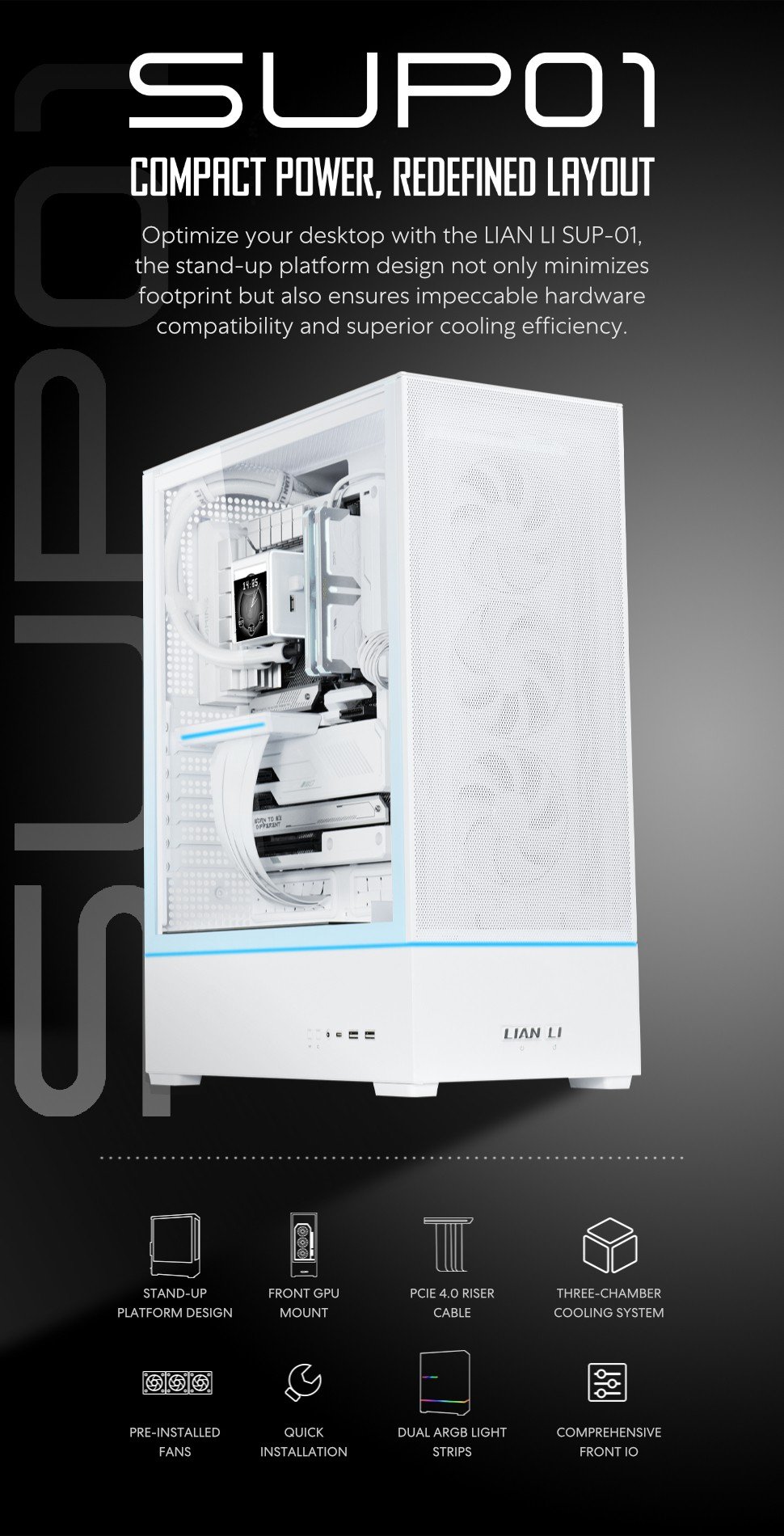 LIAN LI SUP01 White Steel / Tempered Glass ATX Mid Tower Computer Case ...