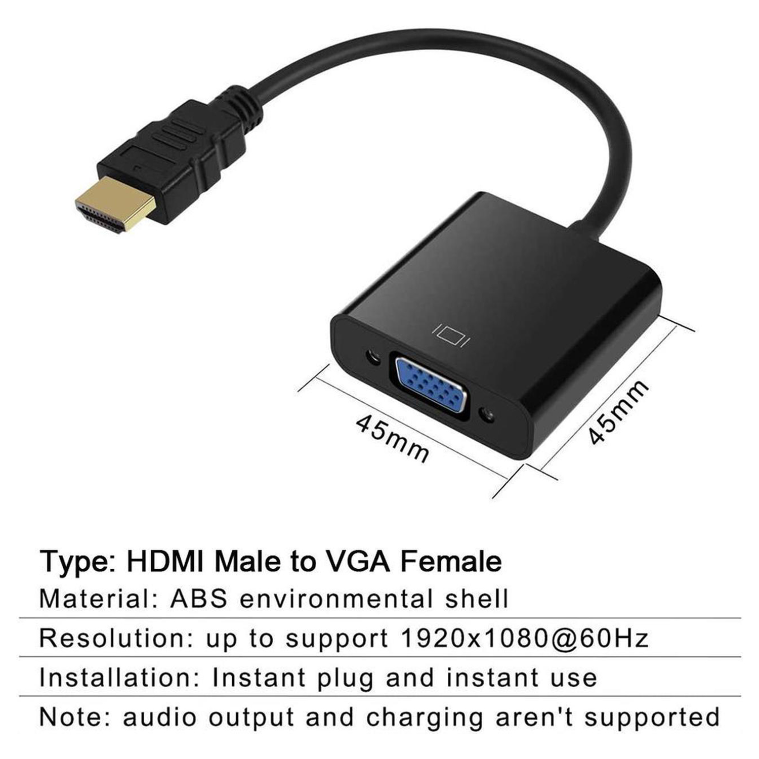 hdmi to vga adapter, full hd 1080p