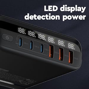 The usb multiport charger is equipped with LED DISPLAY