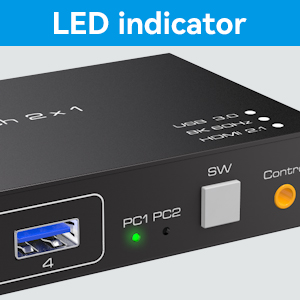 LED signal indicator When switching between pc1 and pc2, the LED signal indicator jumps along with t