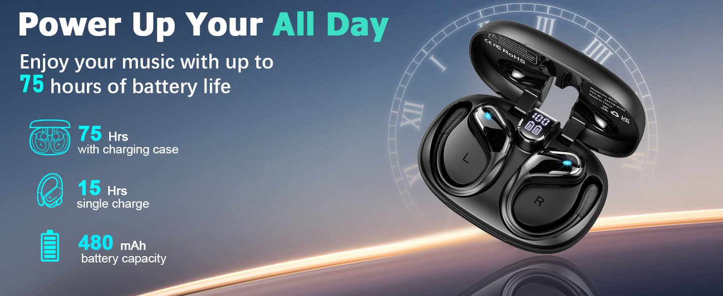 Wireless Earbuds, 75Hrs Bluetooth 5.4 Headphones, Bluetooth Earbuds with ENC Noise Canceling