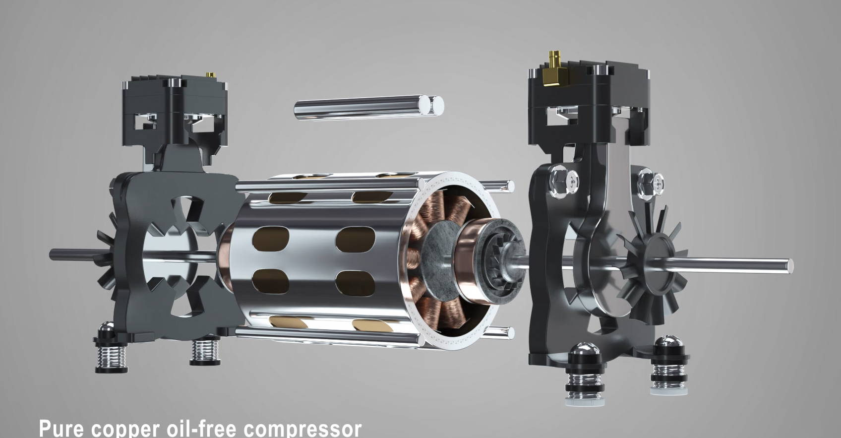 pure copper oil-free air double cylinder compressor