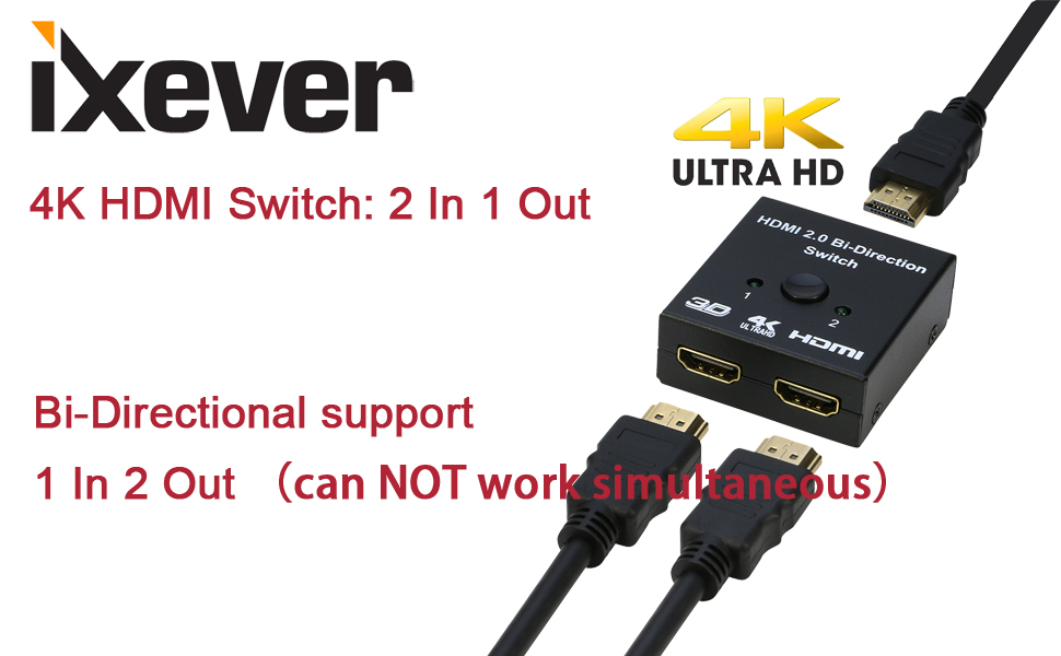 4k HDMI Switch 2 in 1 out