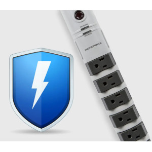 8-Outlet Rotating Surge Protector Power Strip - 2160 Joules, Clamping Voltage 330V LN, 400V L-G, 40