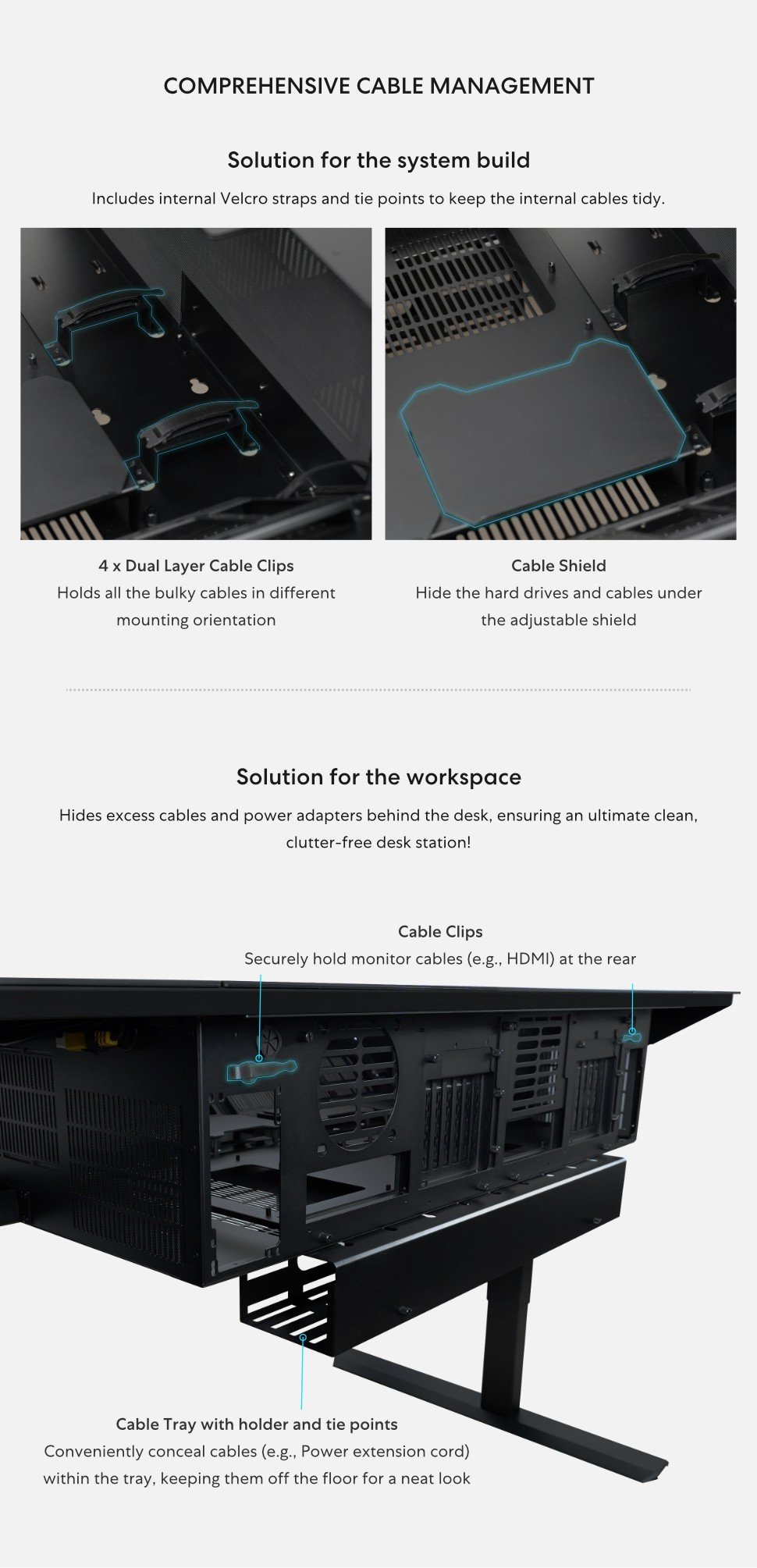 Lian Li, Standing Desk, DK-07X, Dual E-ATX, Wireless Charging, USB Ports