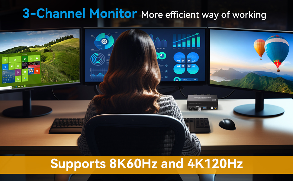 HDMI+2 Displayport KVM Switch Triple Monitor