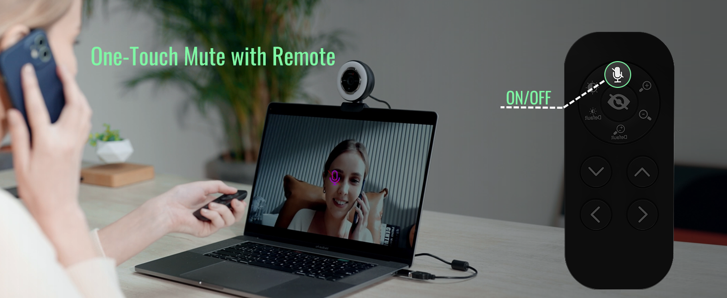 Experience convenience with one-touch mute and remote control/Explore the Best Webcam