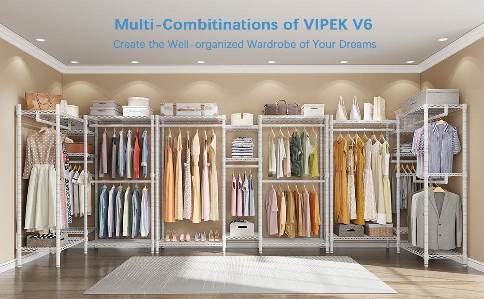 VIPEK V6 5 Tiers Wire Garment Rack Heavy Duty Clothes Rack Freestanding  Closet Storage Rack, Max Load 780LBS, Black 