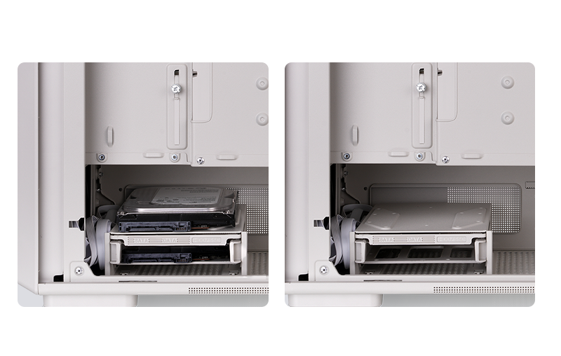 Thermaltake Retro 260 removable drive cage supporting 2 3.5 inch HDDs or 2 2.5 inch SSDs