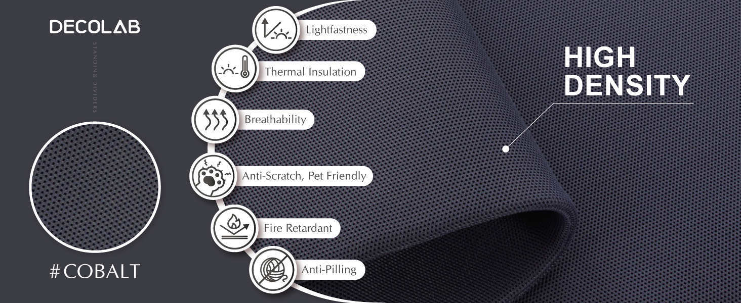 standing divider cobalt fabric feature