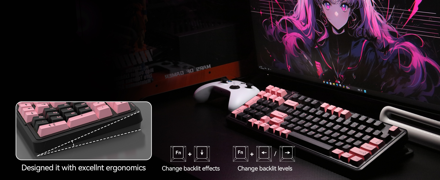 AUSDOM 98Pro Silent Wireless Mechanical Keyboard.Pre-lubed Tactile Switches(Green &White-slient)