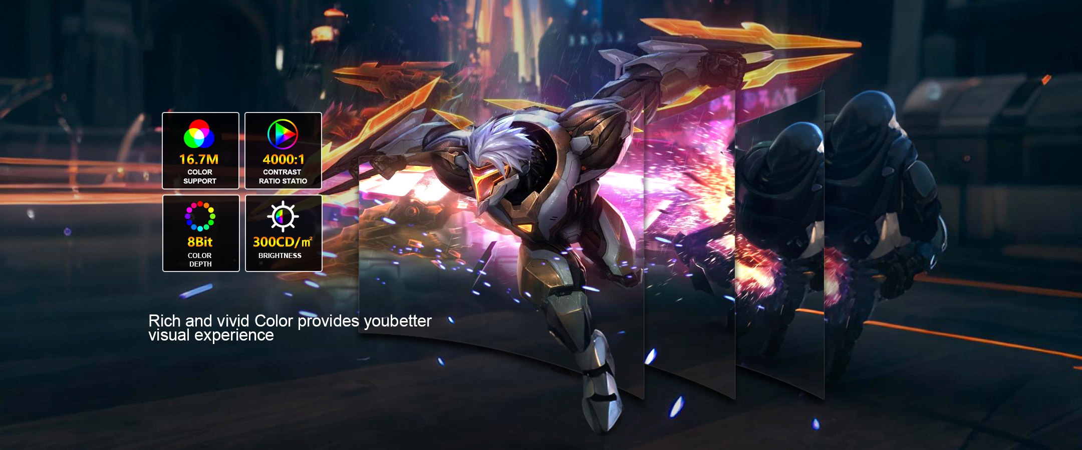 100%sRGB 4000:1 Blue Light Eye Protection