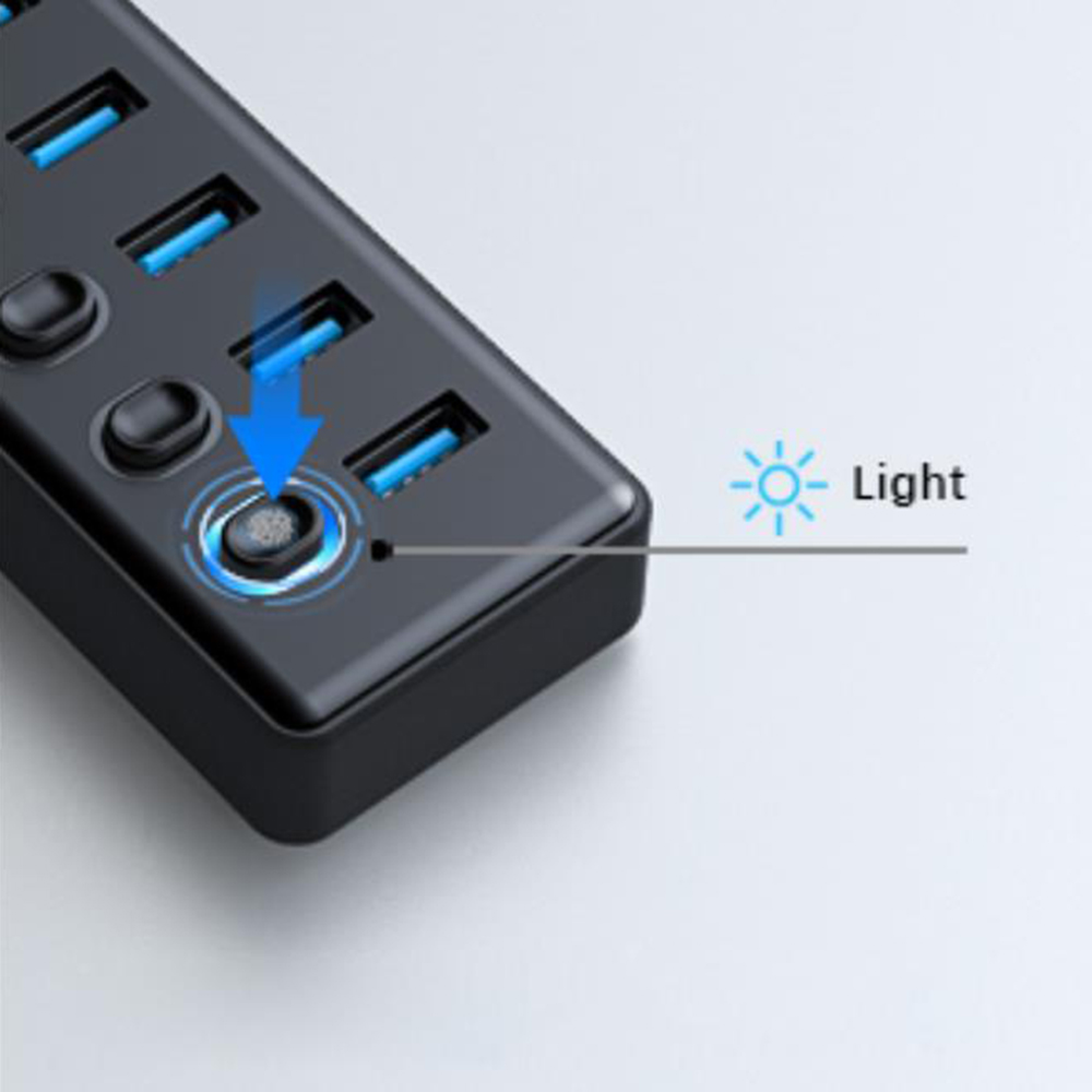 Individual On/Off Switch Each port has a independent switch, which gives you full control to your de