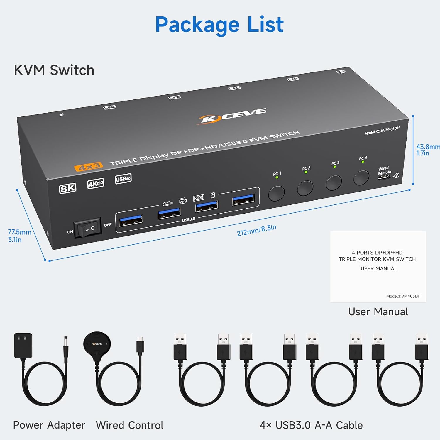 Connection diagram of triple monitor KVM switch
