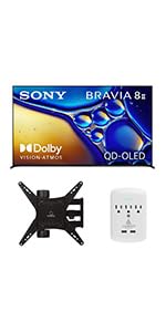 SONY K55XR80M2 TV with Walts Medium Full Motion Mount and 3-Outlet-Surge