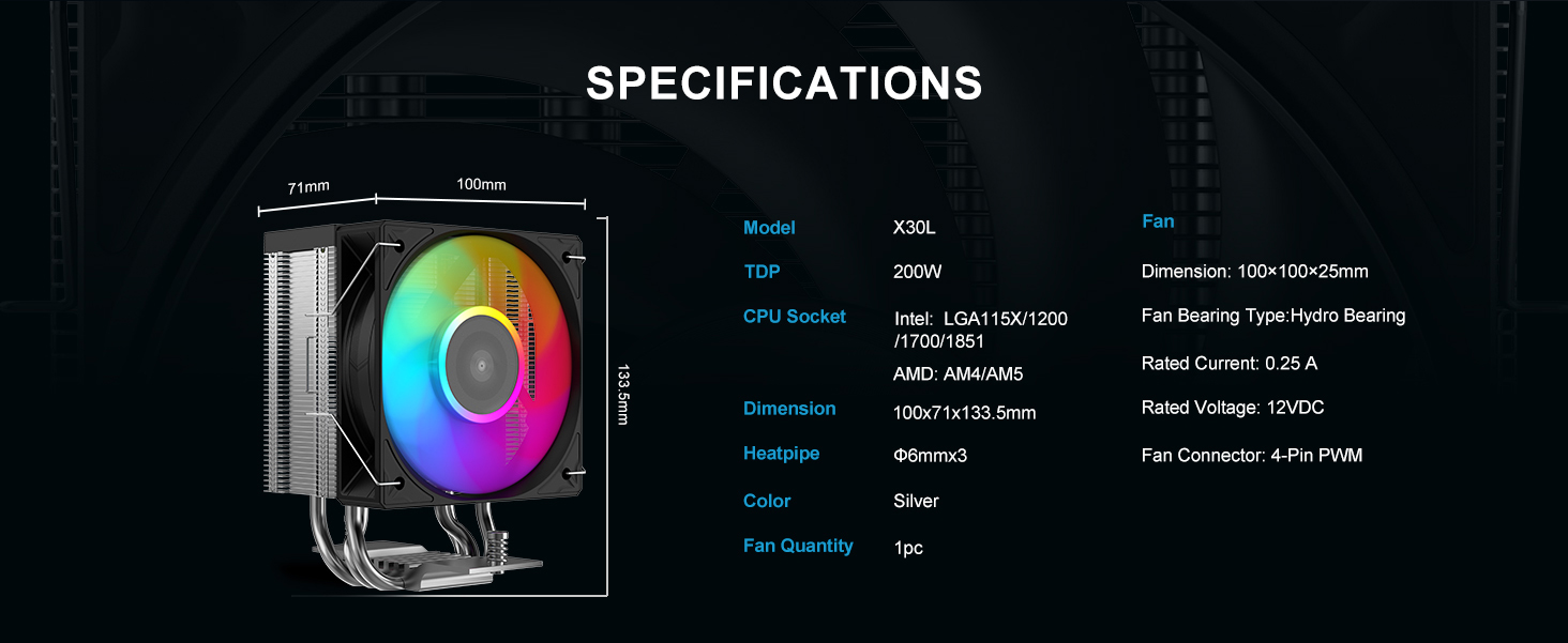 SAMA X30L Single-Tower CPU Air Cooler