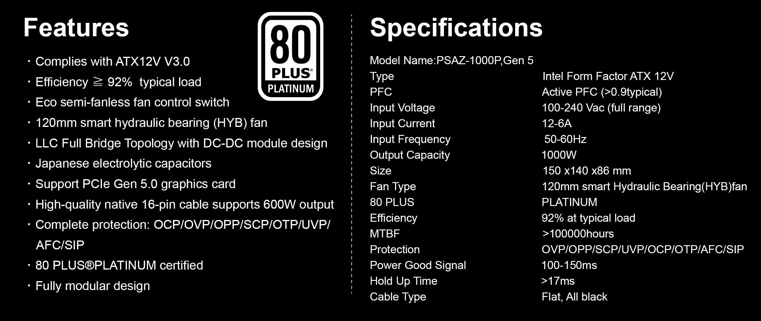 AZZA PSAZ-1000P ATX 3.0-6